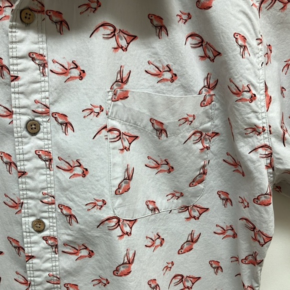 Rebel James & Charli 100% cotton button down short sleeve shirt, gold fish - Picture 2 of 7